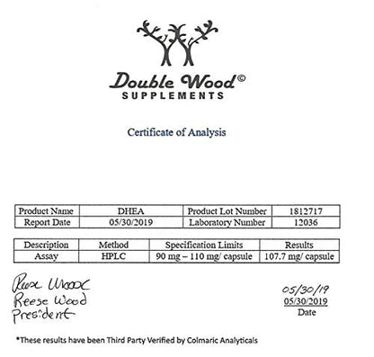DHEA 100mg - 180 Capsules | Max Strength 6 Month Supply | Third-Party Tested | Hormone Balance & Healthy Aging | Double Wood