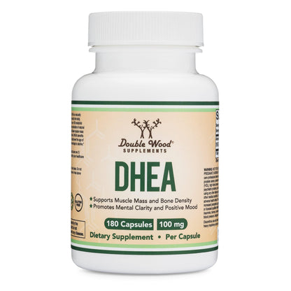 DHEA 100mg - 180 Capsules | Max Strength 6 Month Supply | Third-Party Tested | Hormone Balance & Healthy Aging | Double Wood