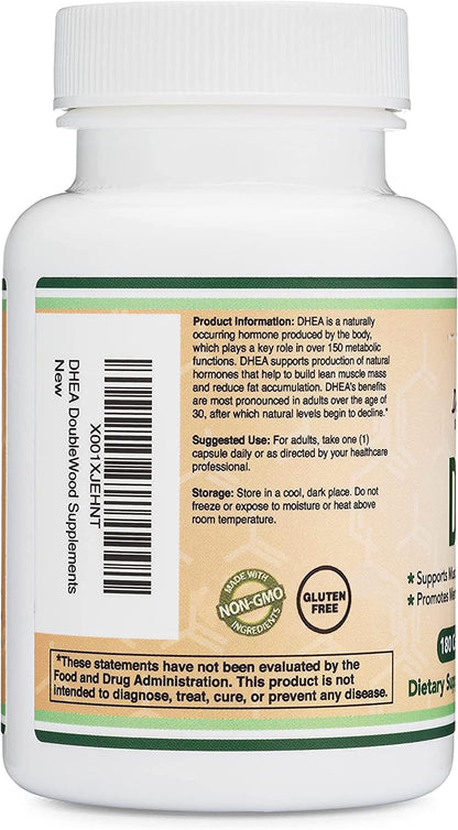 DHEA 100mg - 180 Capsules | Max Strength 6 Month Supply | Third-Party Tested | Hormone Balance & Healthy Aging | Double Wood
