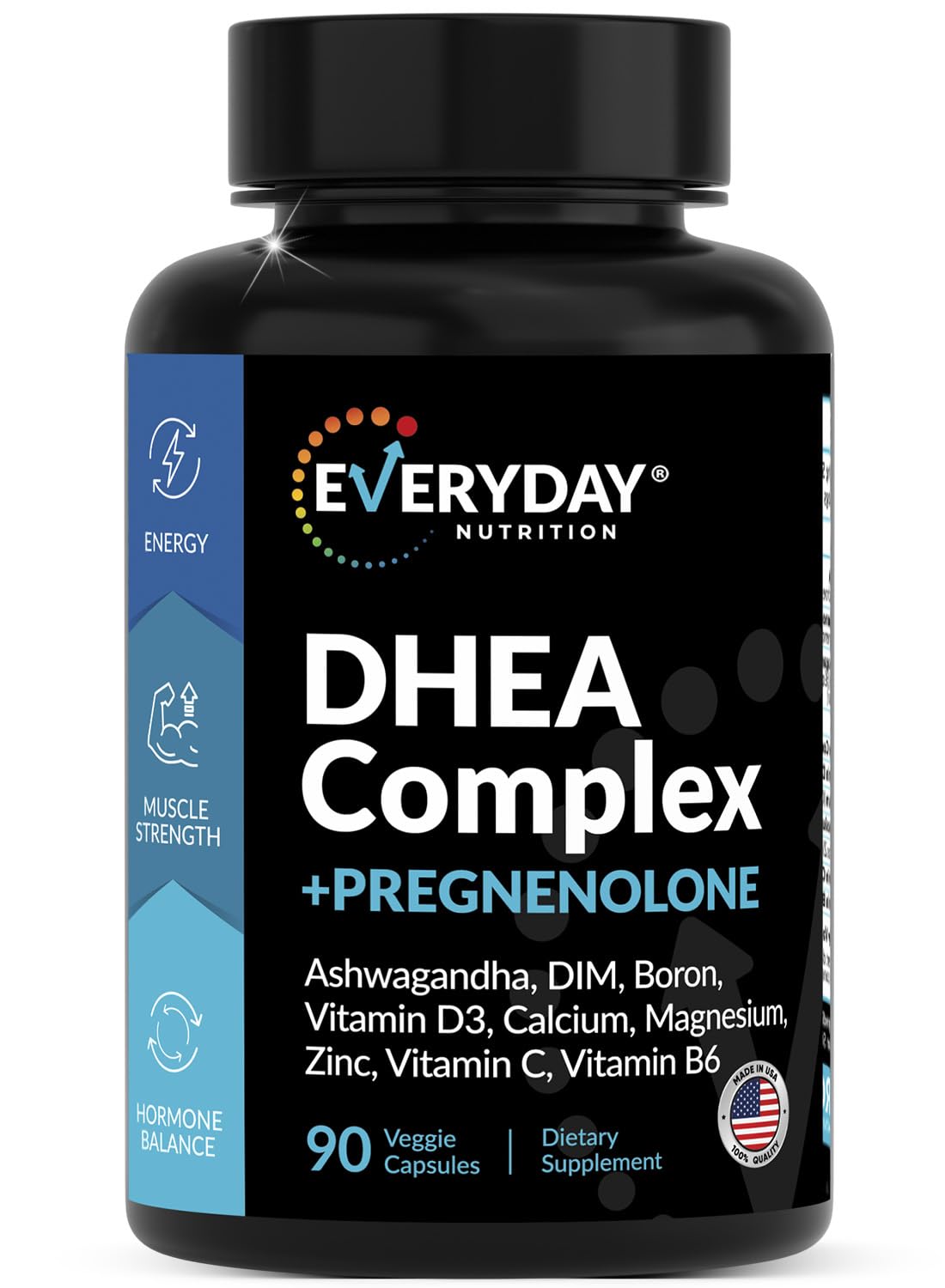 DHEA Micronized 200mg & Pregnenolone 100mg Complex – Hormone Support, USA Made, 90 Capsules