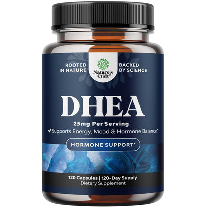 DHEA 25mg Supplement for Women & Men - Hormone Balance, Mood & Energy - 120 Ct