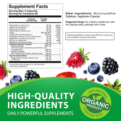 DHM 1000mg Dihydromyricetin – 120 Capsules with Electrolytes & B Complex | Liver Support & Hydration