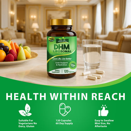 DHM 1000mg Dihydromyricetin – 120 Capsules with Electrolytes & B Complex | Liver Support & Hydration