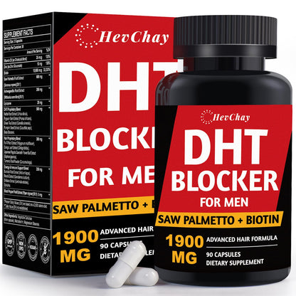 DHT Blocker for Men | Extra Strength Saw Palmetto & Biotin Hair Growth Supplement - Hair Growth Vitamins - Hair Regrowth - Natural Hair Loss Supplements for Men - Proprietary Herbal Blends,1 Pack