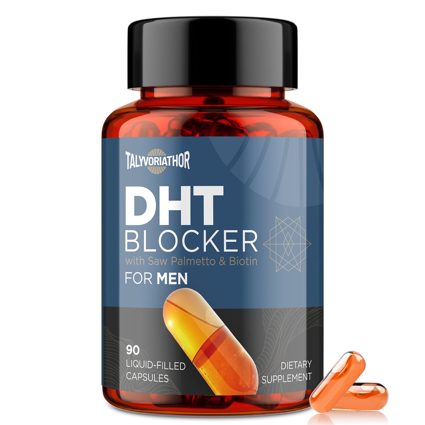 DHT Blocker for Men with Saw Palmetto & Biotin – Hair Growth Liquid-Capsules (90 Capsules)