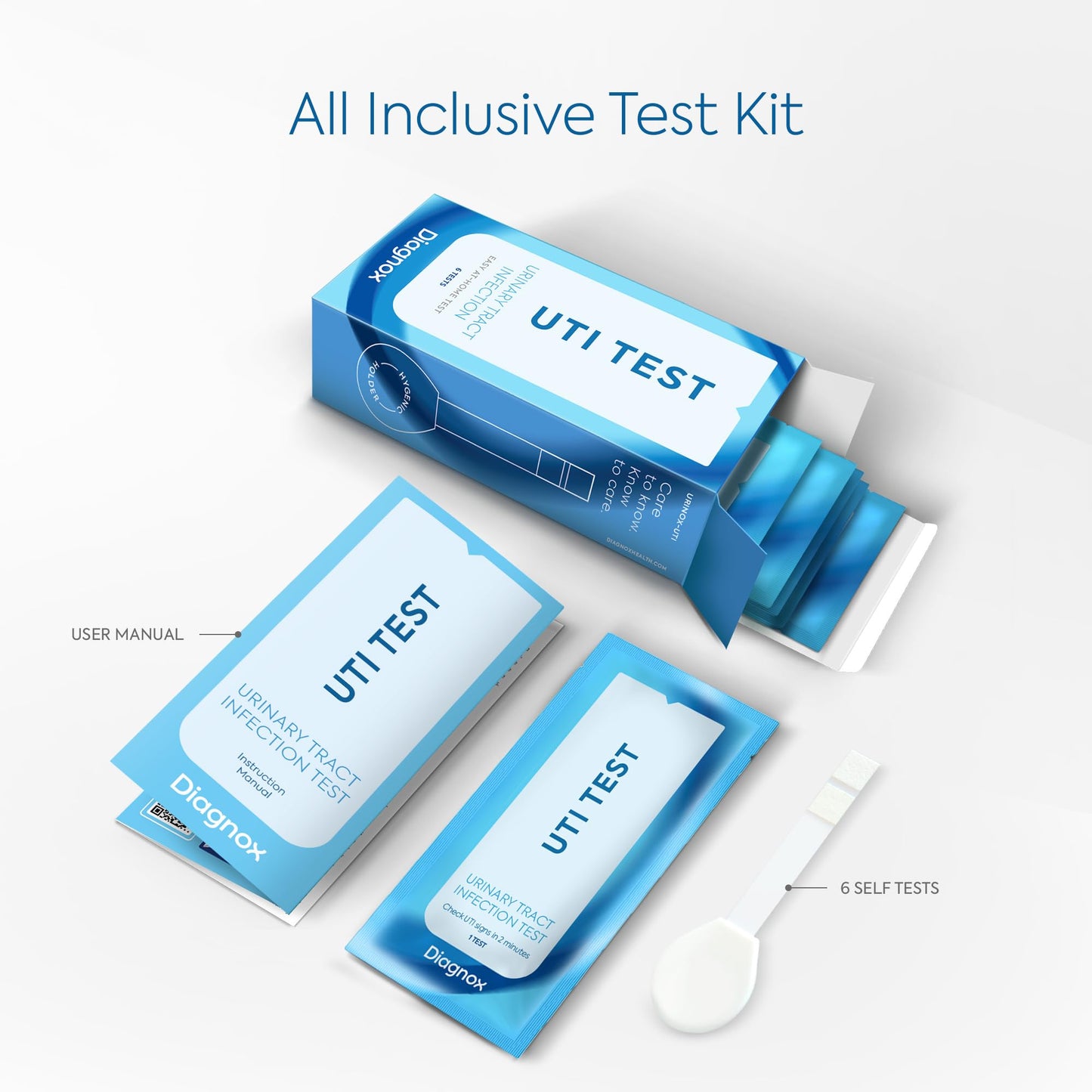 Diagnox UTI Test Strips – FDA-OTC At-Home UTI Test for Women (6 Count) | Clear & Accurate Results