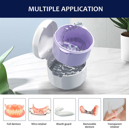 DIDATOOL Denture Case & Bath Kit – Portable Denture Cups, Rinsing Basket