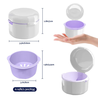 DIDATOOL Denture Case & Bath Kit – Portable Denture Cups, Rinsing Basket