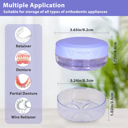 DIDATOOL Denture Box – Leak-Proof Retainer Case, Purple, Portable & Travel-Friendly