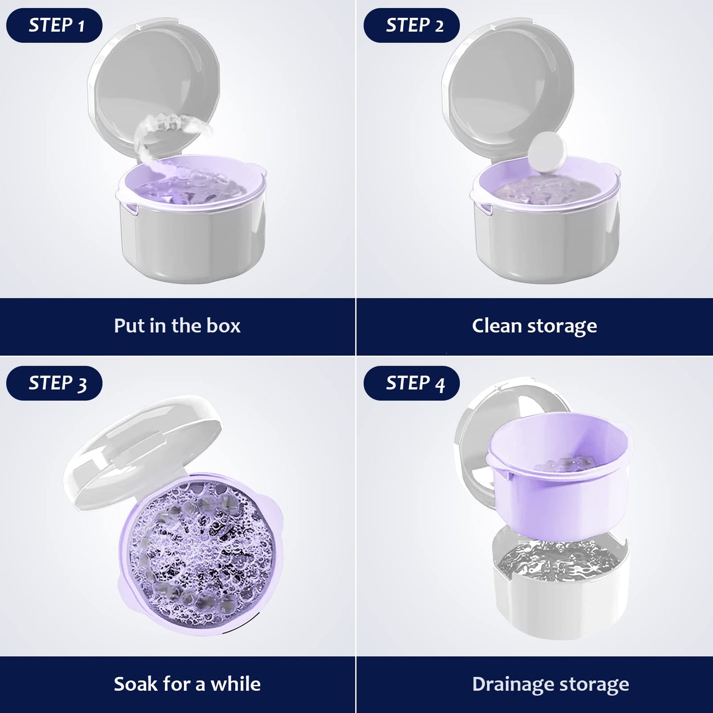 DIDATOOL Denture Case & Bath Kit – Portable Denture Cups, Rinsing Basket