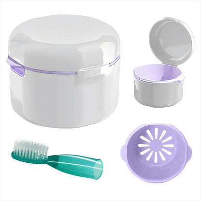 DIDATOOL Denture Case & Bath Kit – Portable Denture Cups, Rinsing Basket