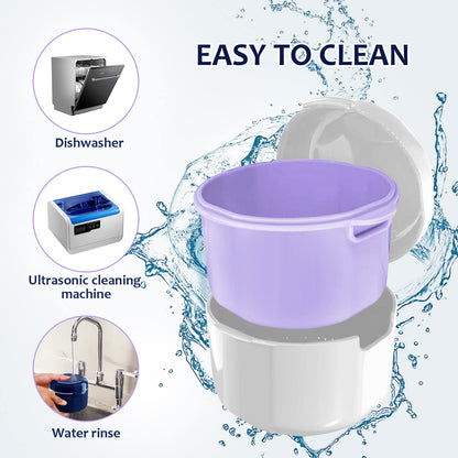DIDATOOL Denture Case & Bath Kit – Portable Denture Cups, Rinsing Basket
