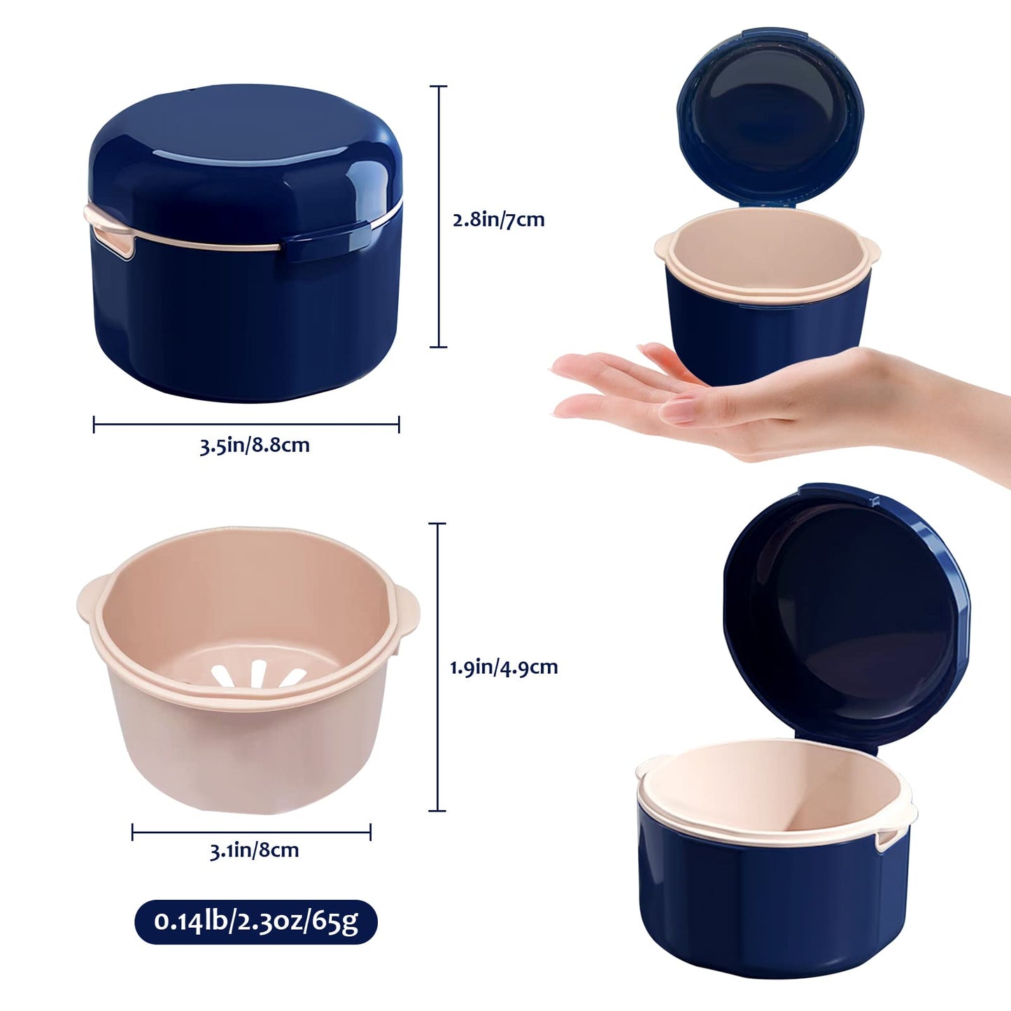 DIDATOOL Denture Cup & Bath Kit – Portable Rinse Basket & Case with Lid
