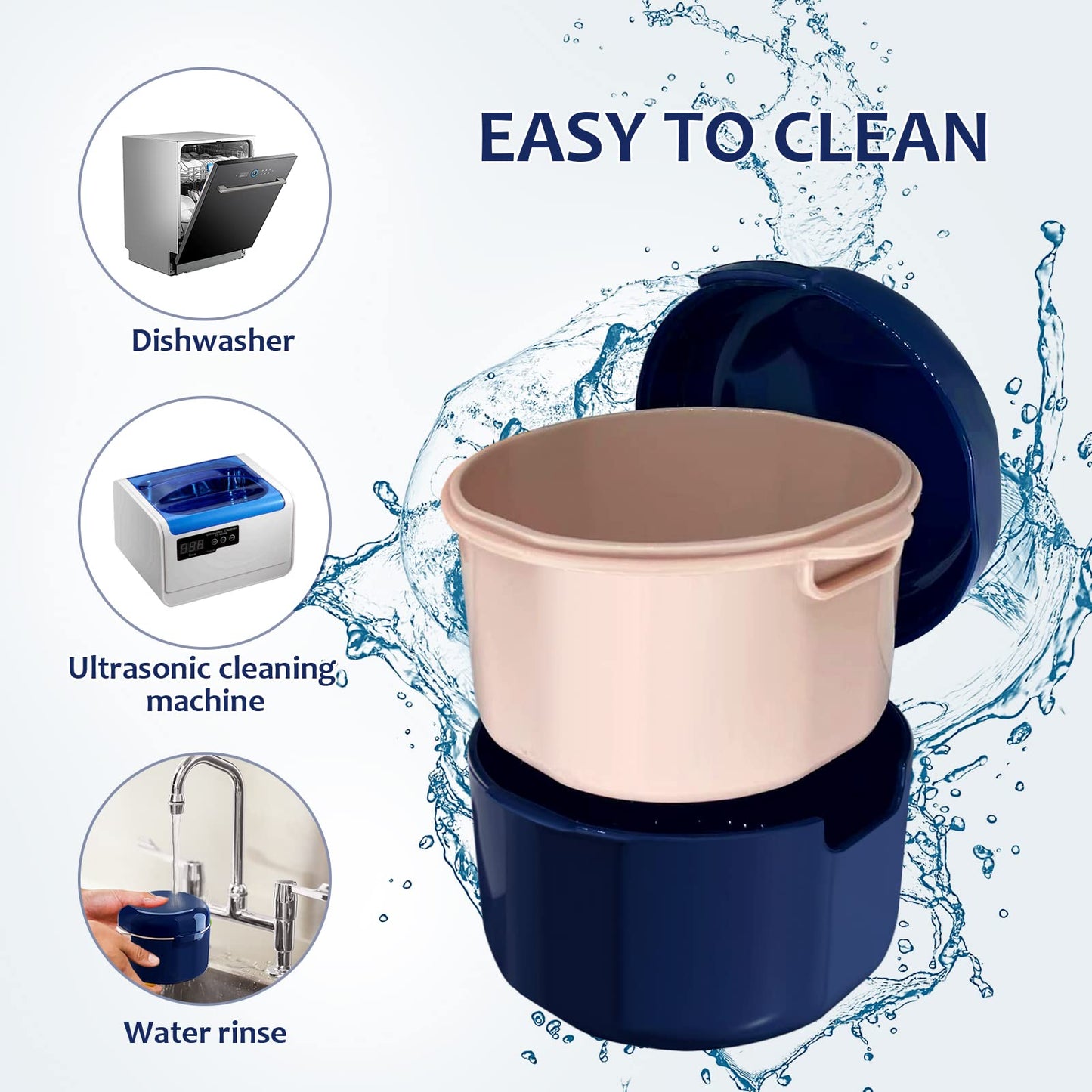 DIDATOOL Denture Cup & Bath Kit – Portable Rinse Basket & Case with Lid