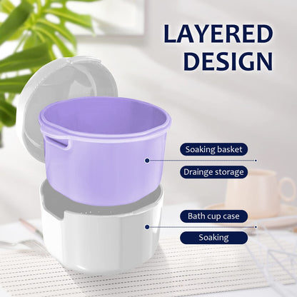 DIDATOOL Denture Case & Bath Kit – Portable Denture Cups, Rinsing Basket