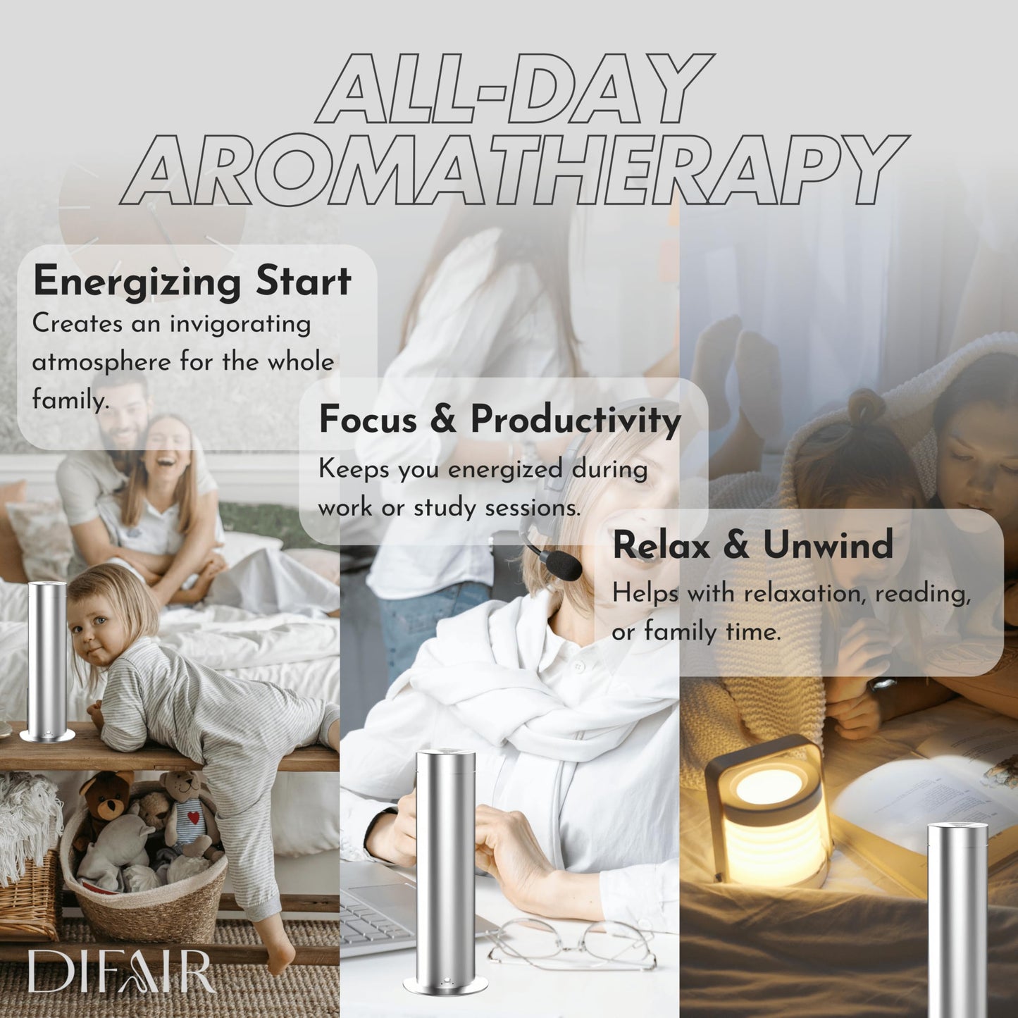 Difair Leak-Proof Waterless Diffuser - Hotel Collection, Nano-Atomizing, Bluetooth
