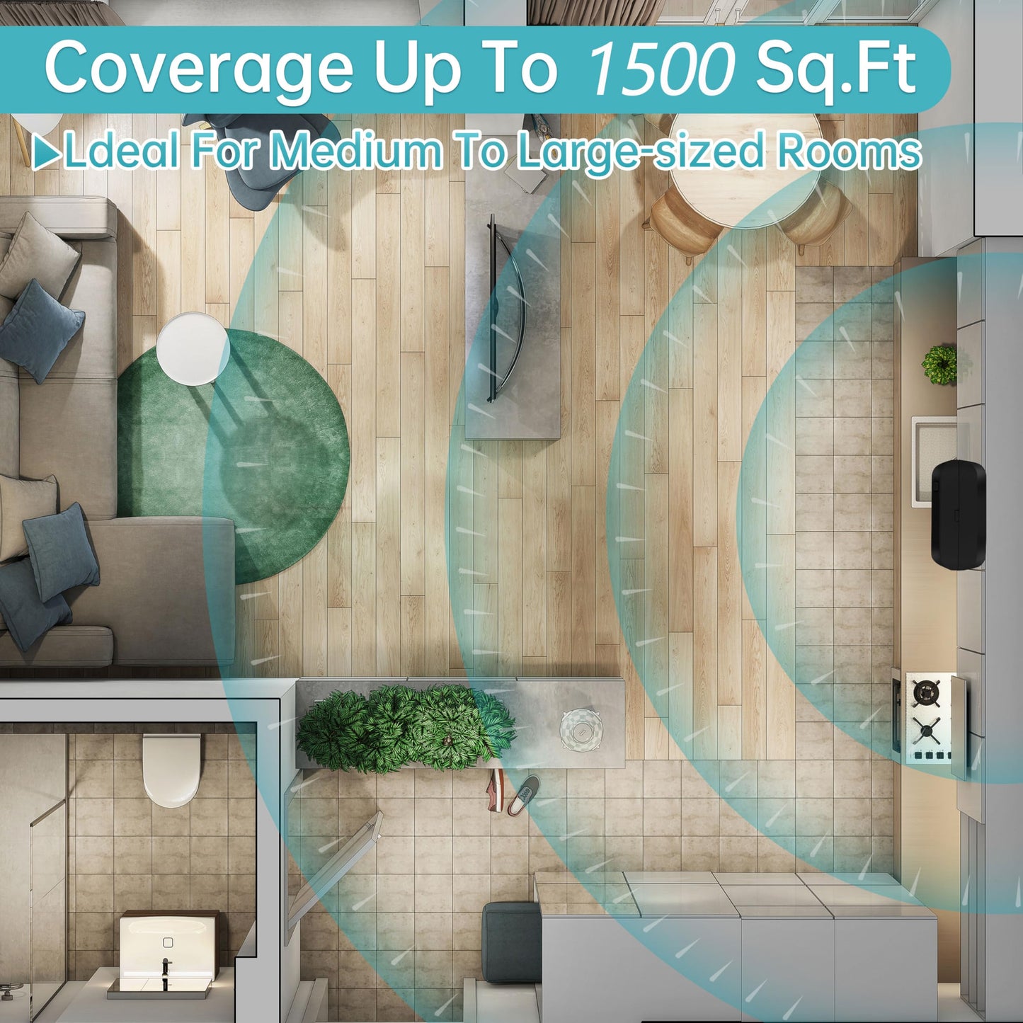 2025 Upgrade WiFi Smart Scent Air Diffuser – 1500 Sq Ft Coverage, Black