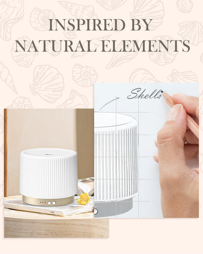 280ml Ceramic Essential Oil Diffuser – Ultrasonic Cool Mist, Auto Shut-Off, Quiet Sleep