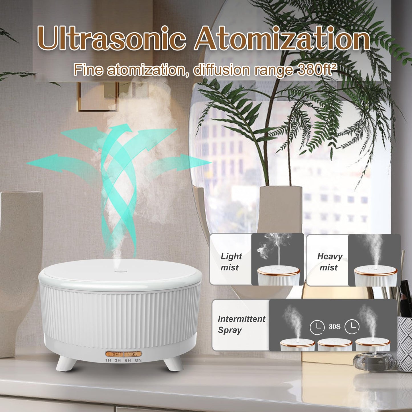 500ml Essential Oil Diffuser for Large Rooms | 7 Colors, 3 Mist Modes, Auto Off