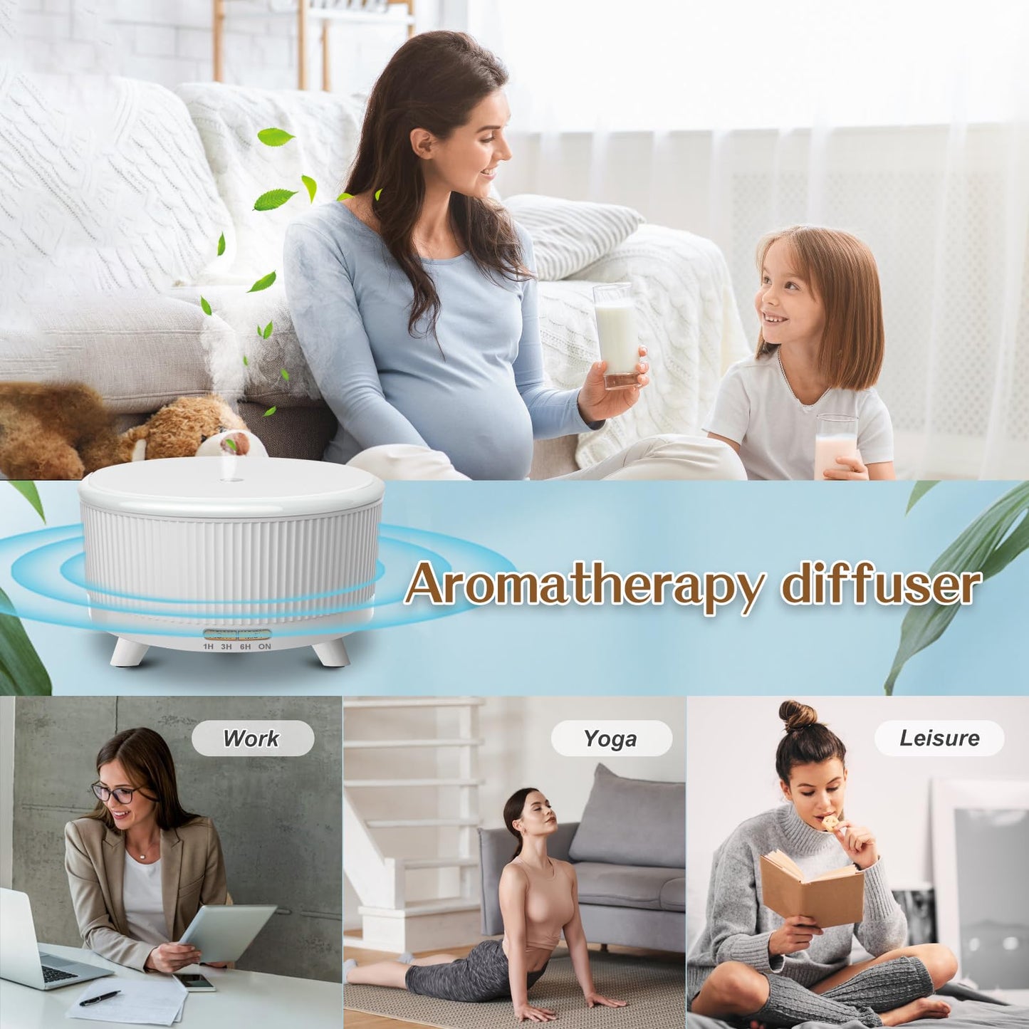 500ml Essential Oil Diffuser for Large Rooms | 7 Colors, 3 Mist Modes, Auto Off