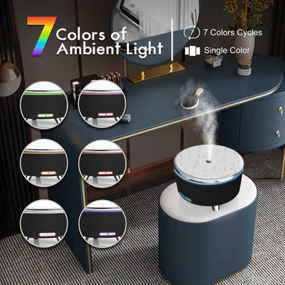 Diffusers for Essential Oils - 500ml Large Room Aromatherapy Diffuser with Remote, 7 Color Lights, 3 Mist Modes, Auto Off (Black/Silver)