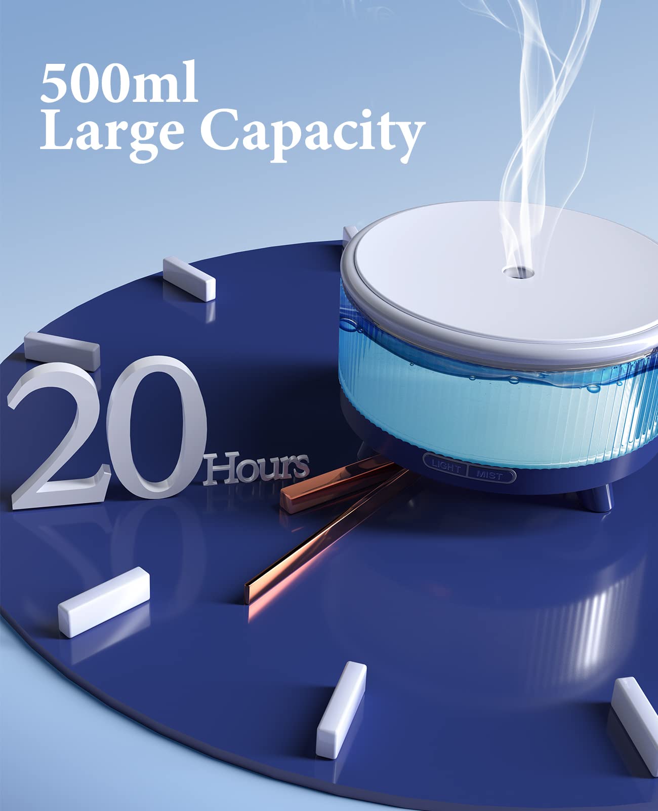Diffusers for Essential Oils – 500ml Large Room Diffuser (Dark Blue Gradient)