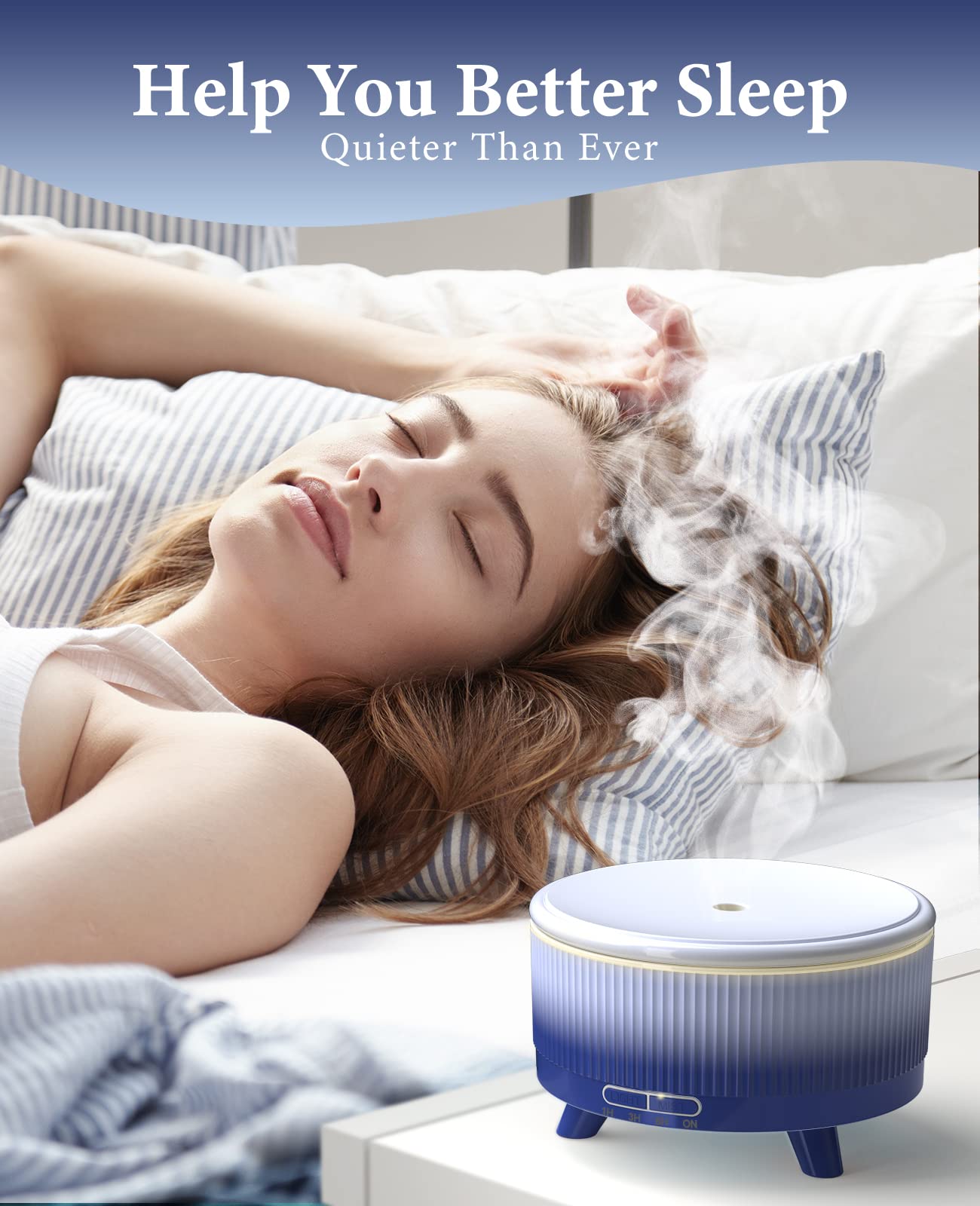 Diffusers for Essential Oils – 500ml Large Room Diffuser (Dark Blue Gradient)