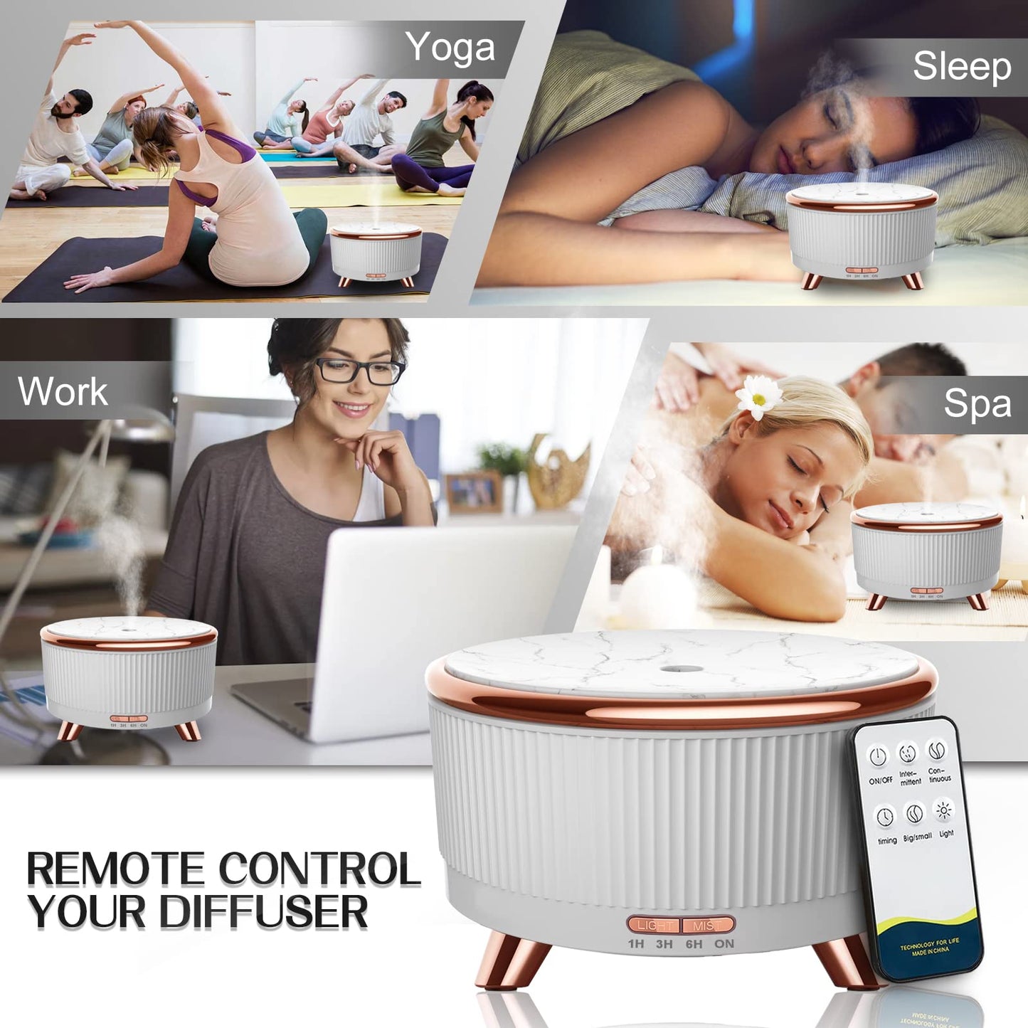 Essential Oils Diffuser 500ML for Large Rooms | 7-Color LED Lights & 3 Mist Modes