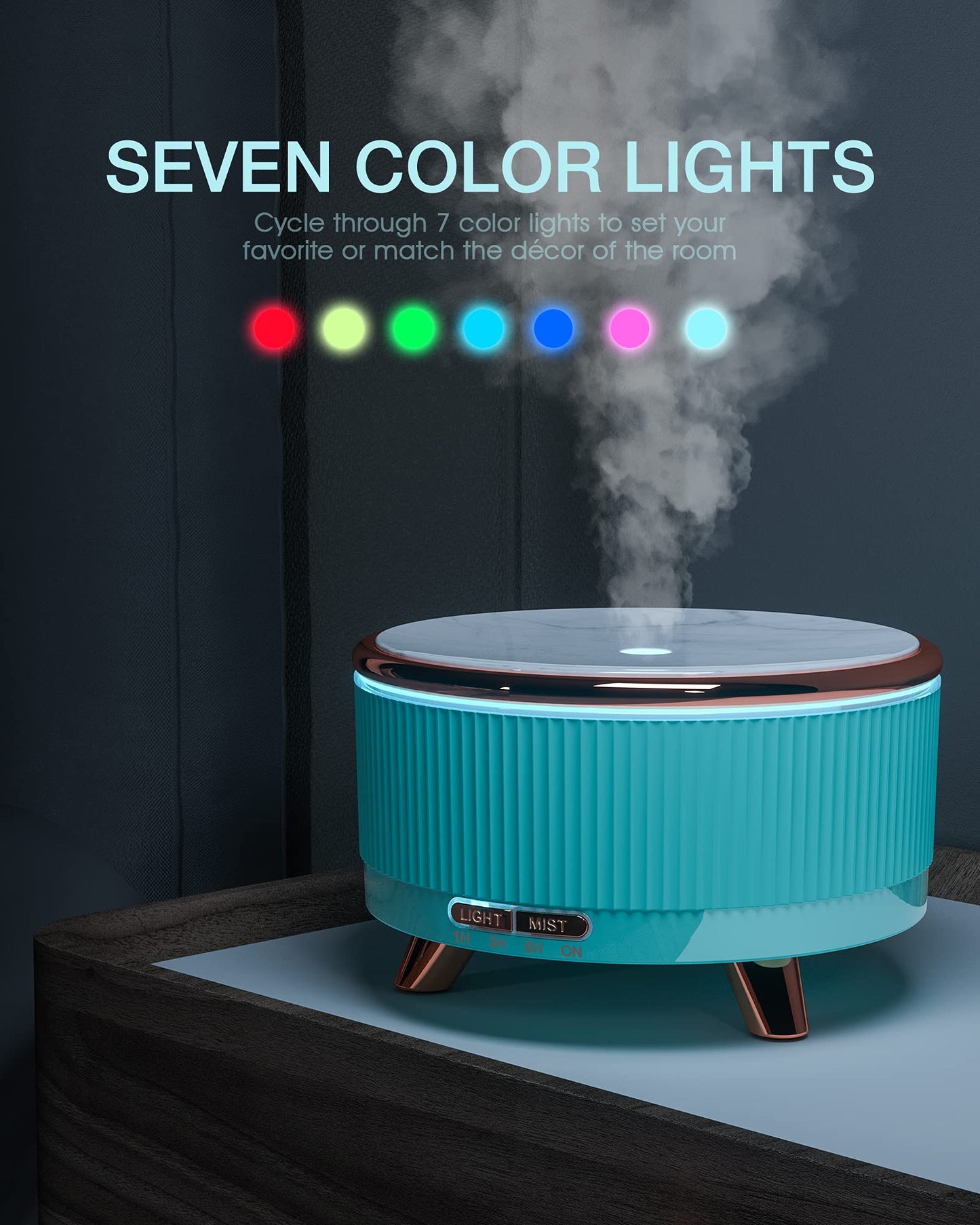 Diffusers for Essential Oils - Large Room 500ml Aromatherapy Diffuser, 7-Color Changing