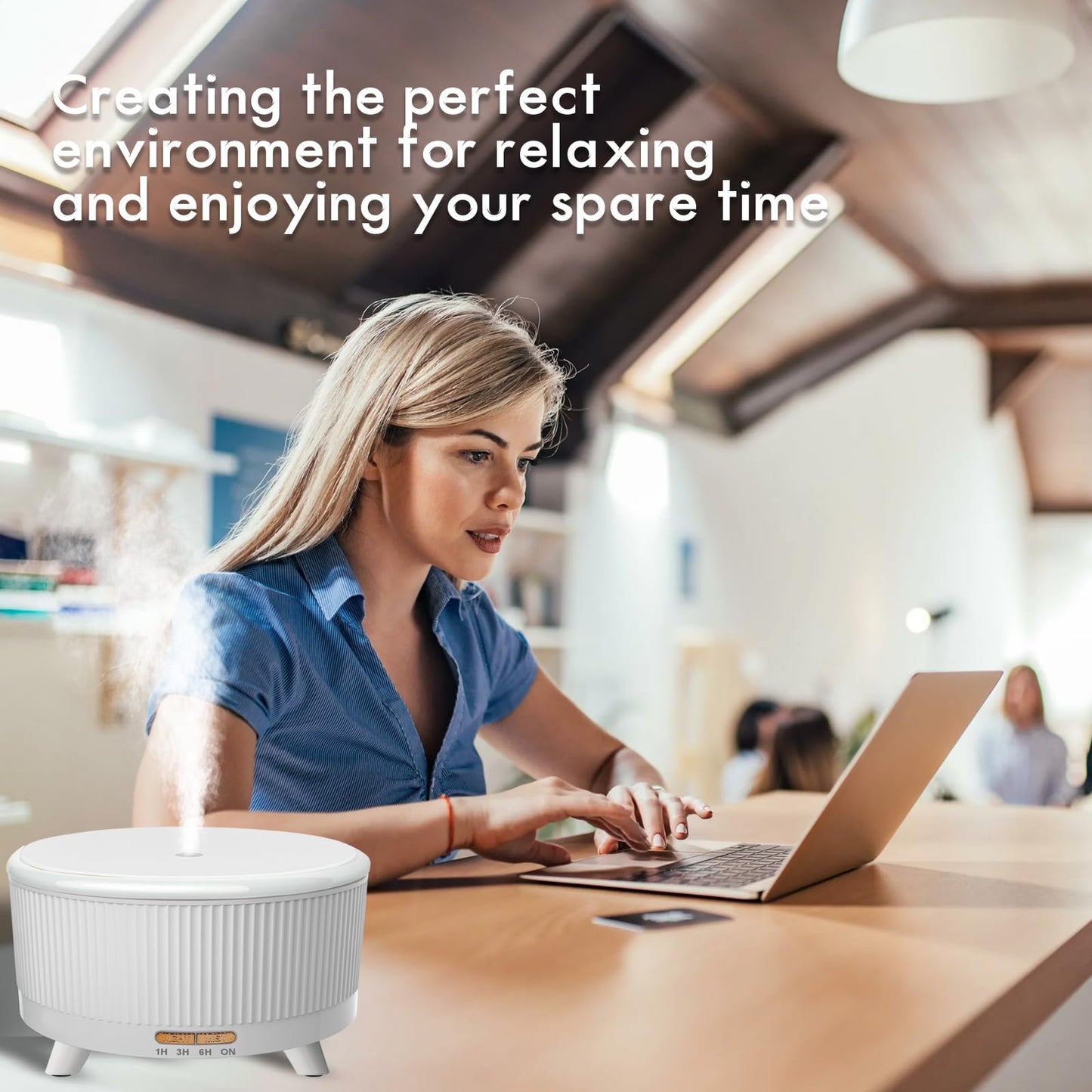 500ml Large Room Essential Oil Diffuser with Remote – Aromatherapy Humidifier, 7 LED Colors, 3 Mist Modes, Auto-Off