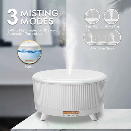 500ml Large Room Essential Oil Diffuser with Remote – Aromatherapy Humidifier, 7 LED Colors, 3 Mist Modes, Auto-Off