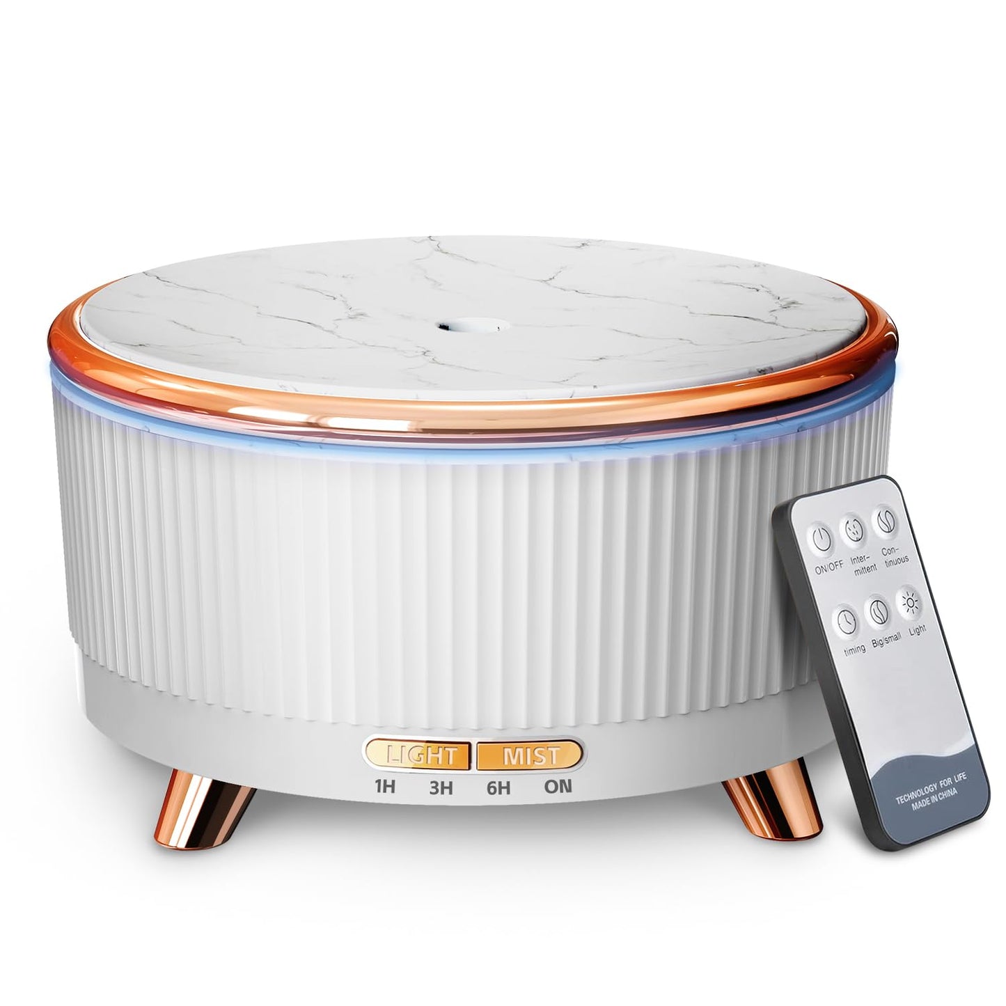 500ML Ultrasonic Essential Oil Diffuser with Remote – 7 Color LED, Timed Mist, Auto Shut-Off (White)
