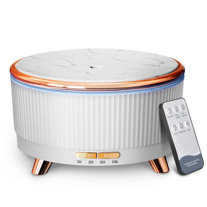 500ML Ultrasonic Essential Oil Diffuser with Remote – 7 Color LED, Timed Mist, Auto Shut-Off (White)