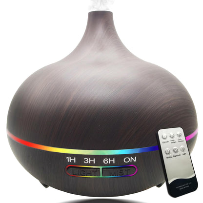 550ml Aroma Diffuser for Essential Oils – Large Room, Ultra Quiet Ultrasonic Humidifier with 7-Color LED