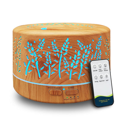 600ml Large Room Essential Oil Diffuser – Remote, 3 Mist Modes, 7 Color Lights