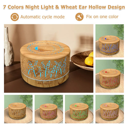 600ml Large Room Essential Oil Diffuser – Remote, 3 Mist Modes, 7 Color Lights