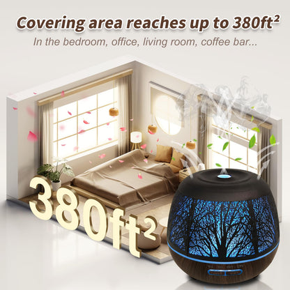 400ml Large Room Diffuser for Essential Oils with Remote, 7 Color Lights, 3 Mist Modes