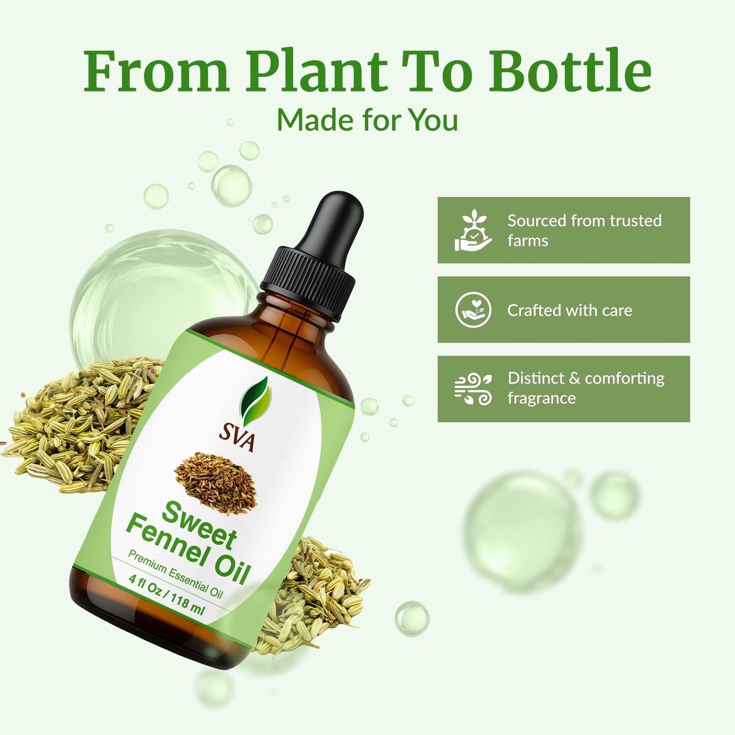 SVA Sweet Fennel Essential Oil 4oz - 100% Natural