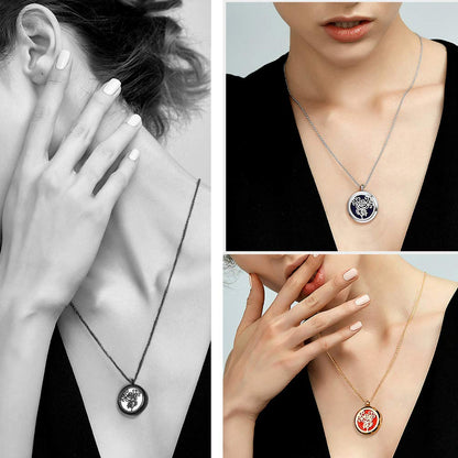 Diffuser Aromatherapy Necklace – Black Stainless Steel Pendant