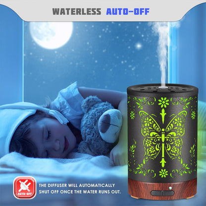 Metal Essential Oils Diffuser 150ML for Women Mom Grandma Wife – Ultrasonic with 7 Color Lights & Auto Off