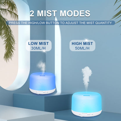 500ml Essential Oil Diffuser with 6x10ml Oils, BPA-Free Ultrasonic Humidifier, 7 Color Lights, Auto-Off, Remote Control