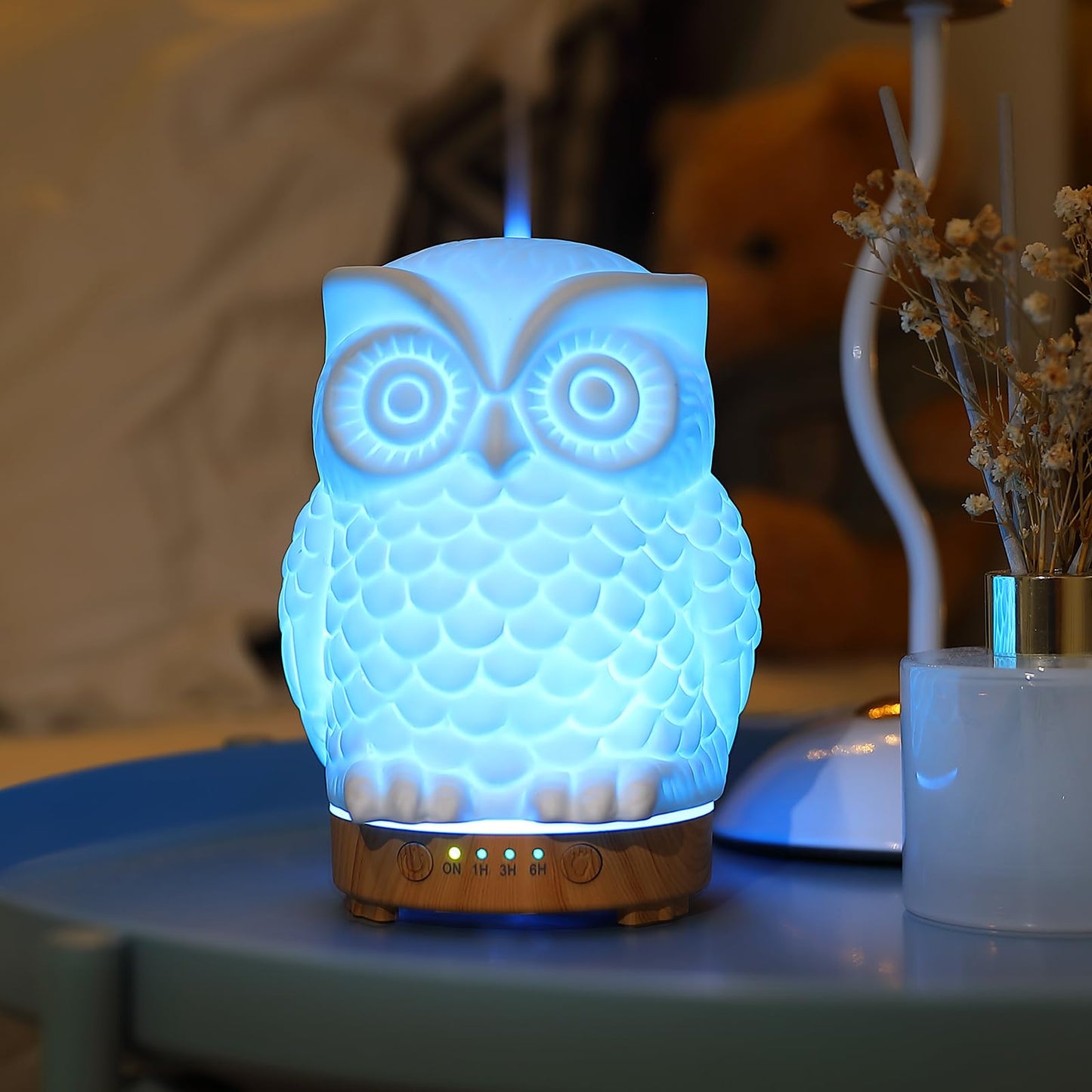 Owl Ceramic Aromatherapy Diffuser 160ml – INRORANS Ultrasonic Stone Owl Night Light