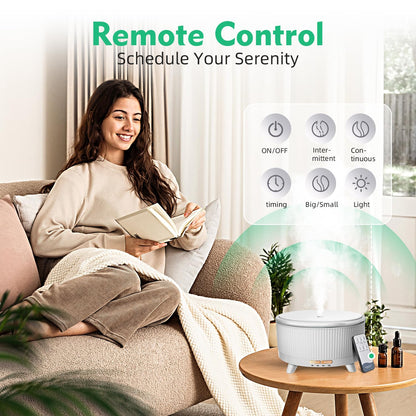 20-Hour 500ML Aromatherapy Diffuser – Ultrasonic Mist, Remote, Auto-Off, 7-Color Lights | Minimalist White