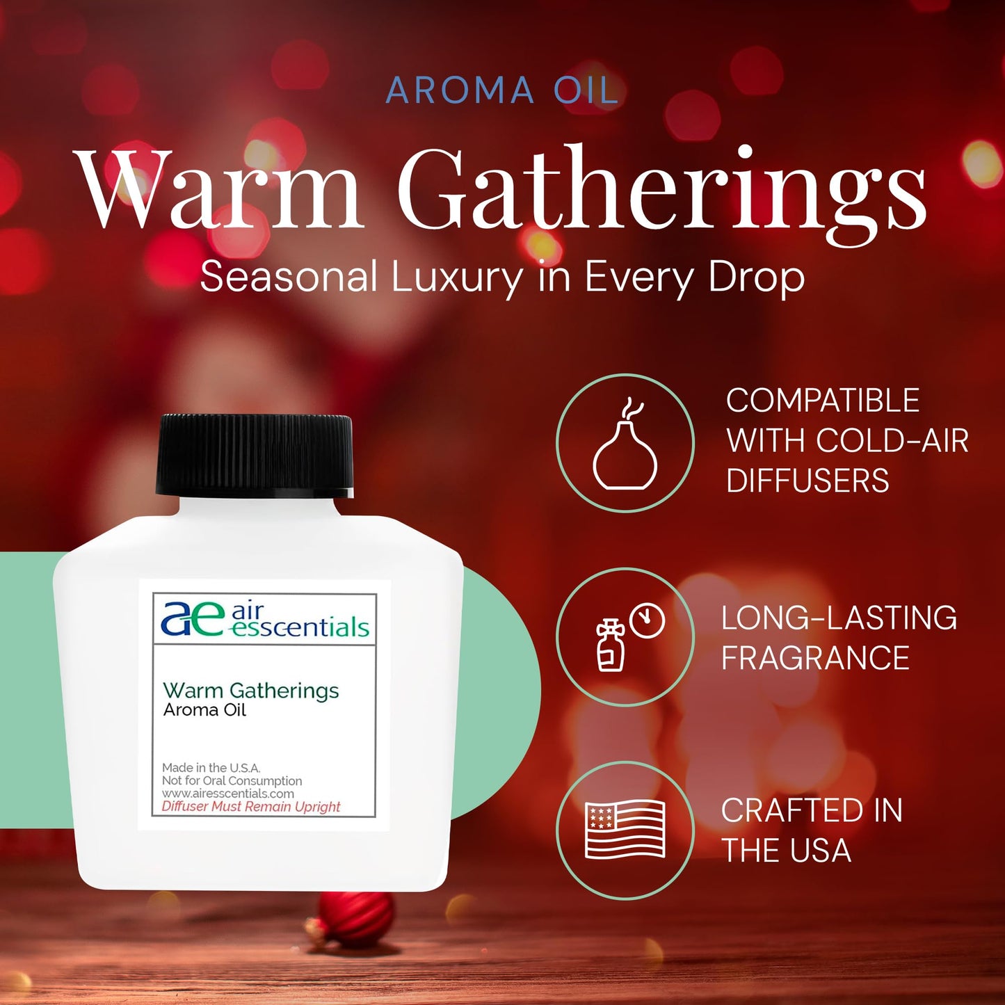 Warm Gatherings Aroma Oil – Holiday Essential Oil Blend for Diffusers, 100mL