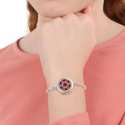 Essential Oil Diffuser Bracelet Aromatherapy Locket – Adjustable 316L Stainless Steel Heart | 10 Refill Pads