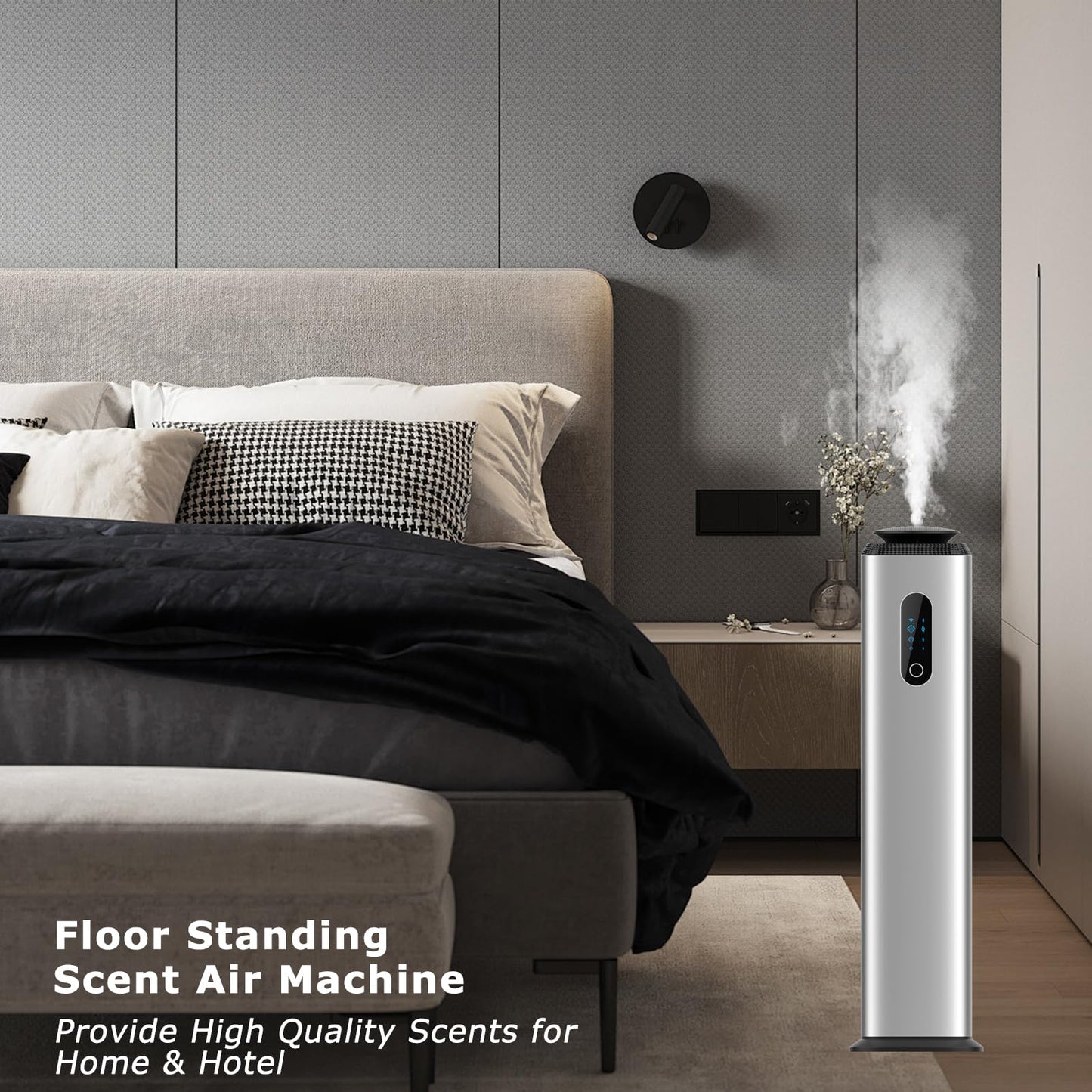 1000ML Tower Hotel Scent Diffuser with WiFi App Control – Large Space Diffuser for 10,000 Sq Ft | Silver