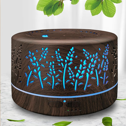 600ml Large Room Essential Oil Diffuser - Waterless Auto-Off, 7-Color LED Lights, 3 Mist Modes | Dark Wood