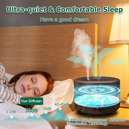 600ml Large Room Essential Oil Diffuser - Waterless Auto-Off, 7-Color LED Lights, 3 Mist Modes | Dark Wood