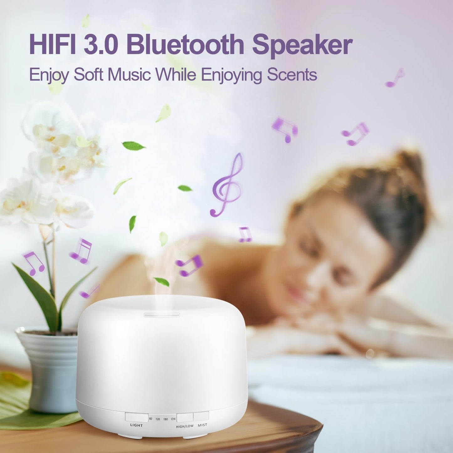 Diffusers for Essential Oils – 500ML Large Room with Remote, 8 Colors | Aromatherapy Diffuser