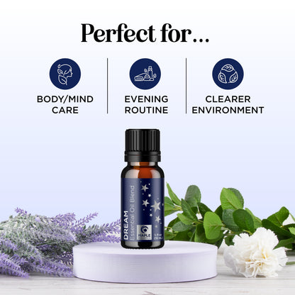Sleep Essential Oil Blend for Diffuser | Dream Essential Oils – Lavender, Chamomile, Clary Sage & Ylang-Ylang (10mL)